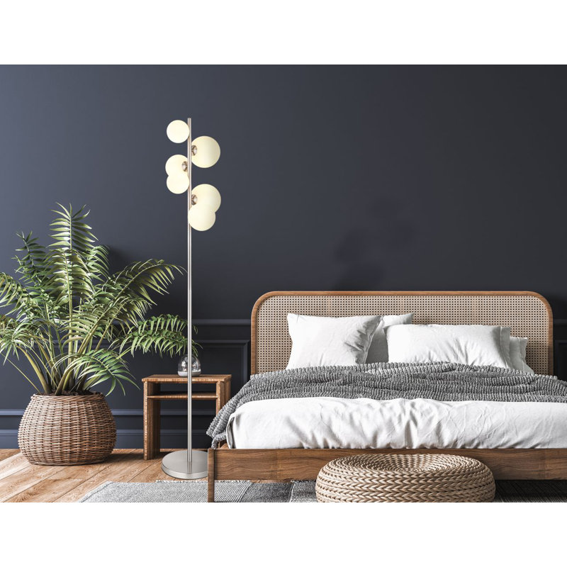 155cm Traditional Floor Lamp, Nickel, Opal