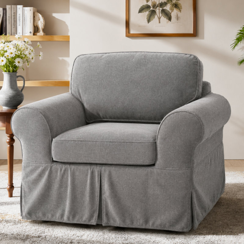 Fauteuil d'appoint l 43,7 po avec housse amovible, Gris