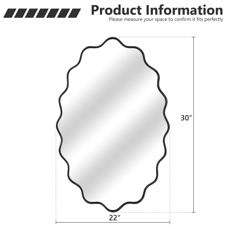 Wall Mirror, 30" x 22", Black