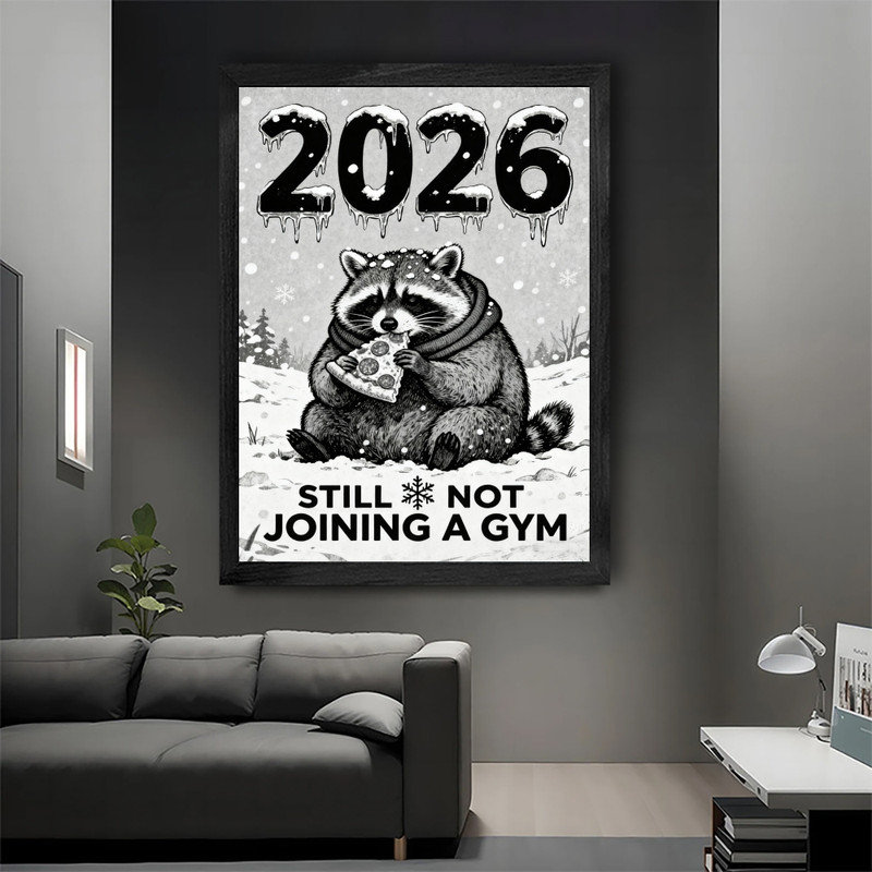 Reproduction encadrée noire 2026, H 25 po x l 17 po
