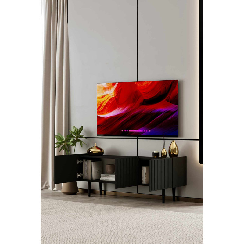 Meuble télé, H 11,42 po x l 55,12 po x P 7,87 po, Noir