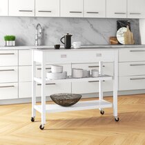 cuisine kitchen island with stainless steel top - White