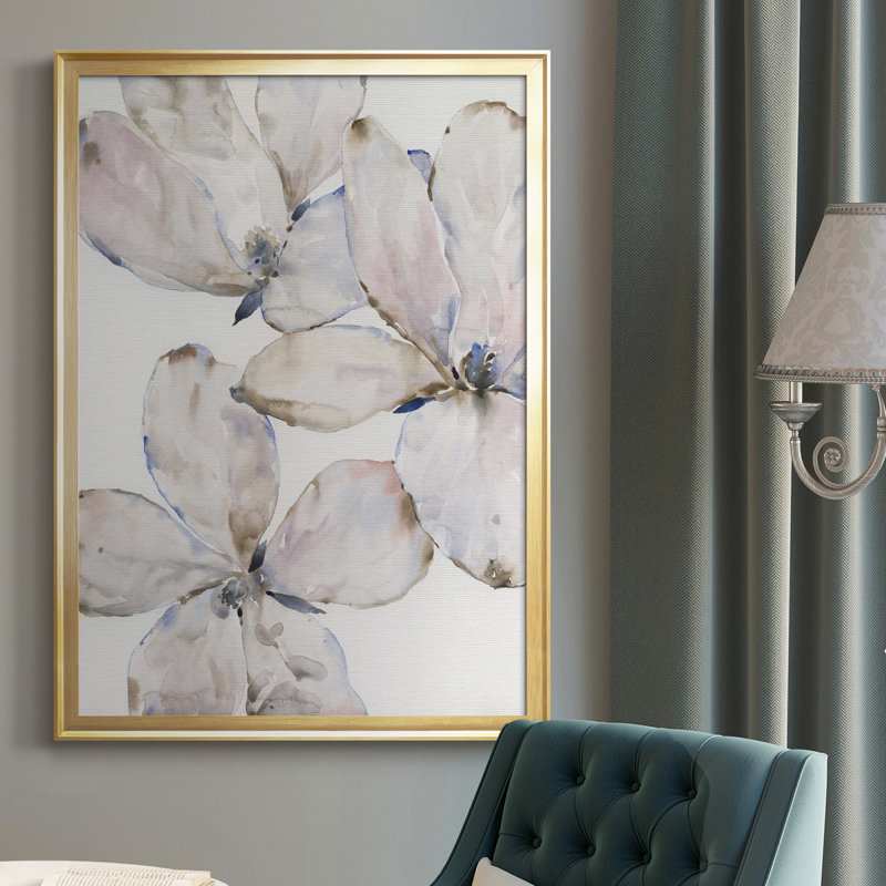 «Soft Wind Flowers I», reproduction d'art sur toile, H 30,5 po x l 22,5 po x P 1 po, Cadre doré