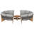 3-Piece Outdoor Sofa Set For 6, 2 Semi-Circle Sofas + Acacia Wood Coffee Table, Weather-Resistant Patio Couch Set, Comfortable Garden & Backyard Furniture-1483319039