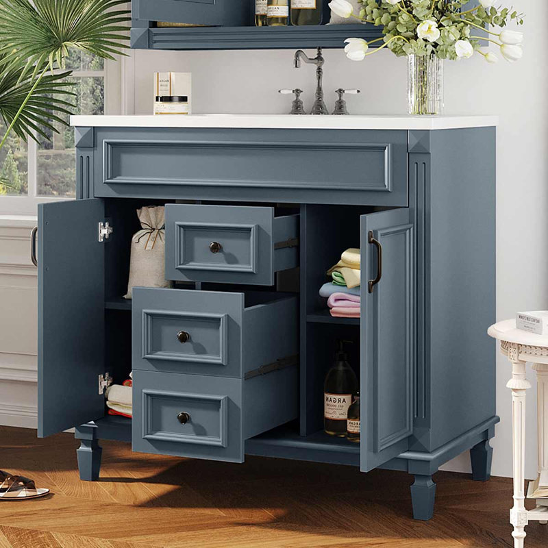 Ensemble de meuble-lavabo simple 36 po Darthula, Bleu