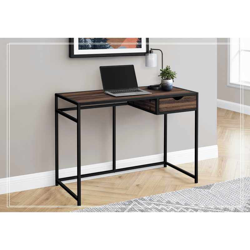 Bureau d'ordinateur, bureau personnel, ordinateur portable, tiroir de rangement, l 42 po, travail, stratifié, métal noir, contemporain, moderne