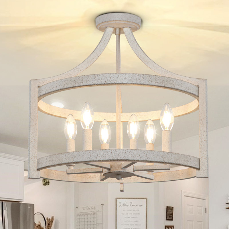 Lustre géométrique à 6 lumières Carrianna, Blanc