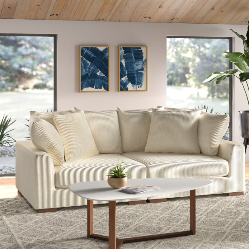 Canapé à accoudoirs carrés 90 po Arjanae, Beige
