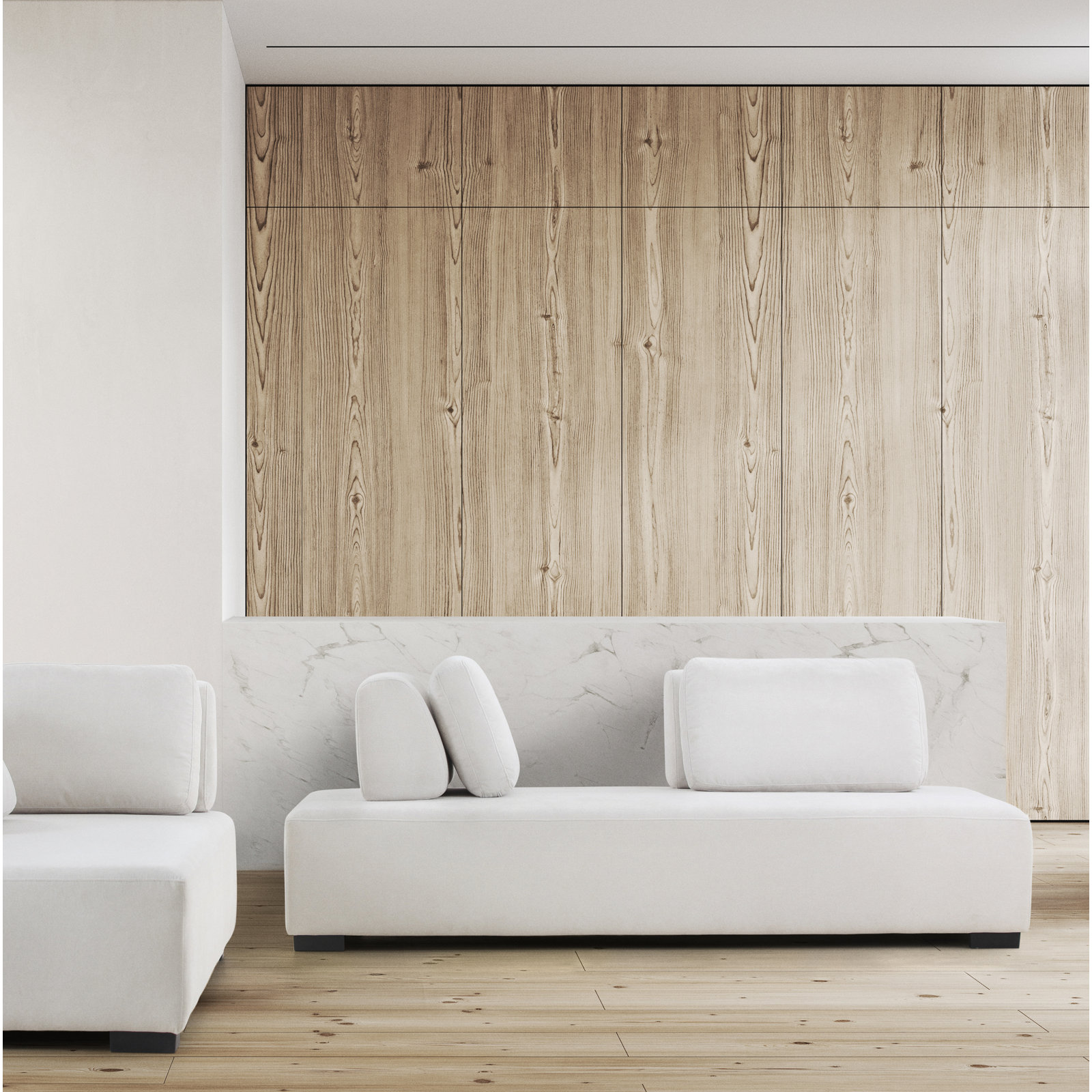 Cherryholt 86'' Upholstered, Marley Cream Performance Chenille