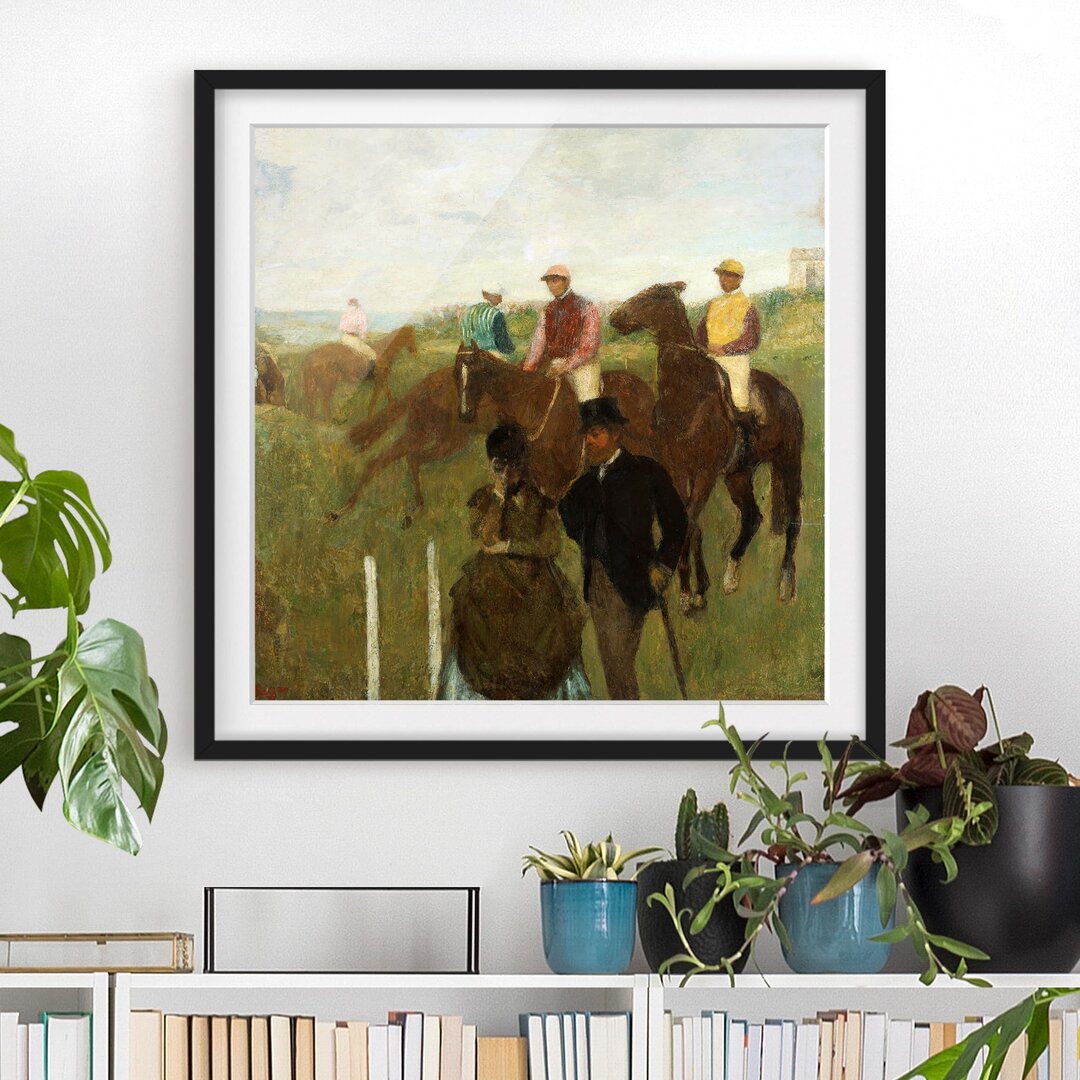 Gerahmter Grafikdruck Jockeys on Racecourse von Edgar Degas