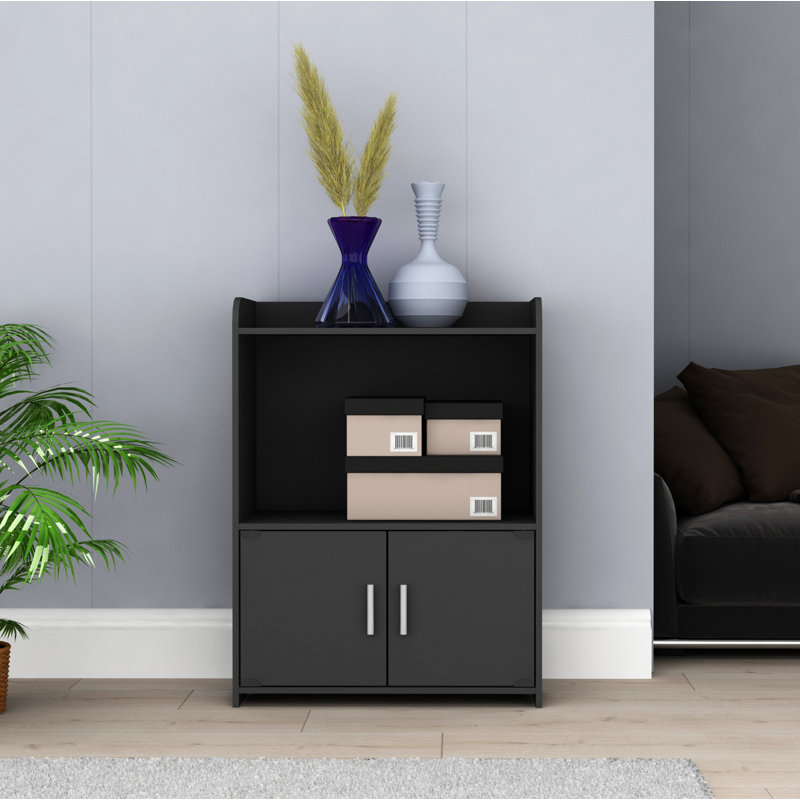  Storage Cabinet & Bookcase – 23.6" W X 11.4" D X 31.5" H, Black