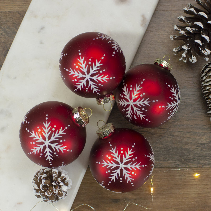Ornement de Noël boule de verre rouge mat