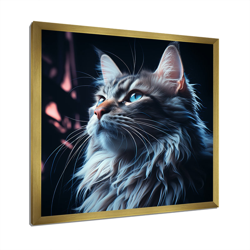 Décoration murale Maine Coon Majesty Cat IV - Cat, Cadre doré simple, H 16 po x l 16 po x P 1 po