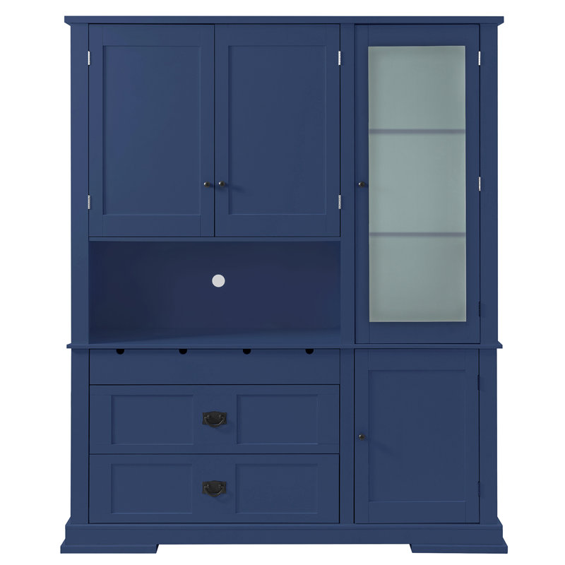 Buffet autoportant avec tiroirs, porte et tablettes réglables, Bleu