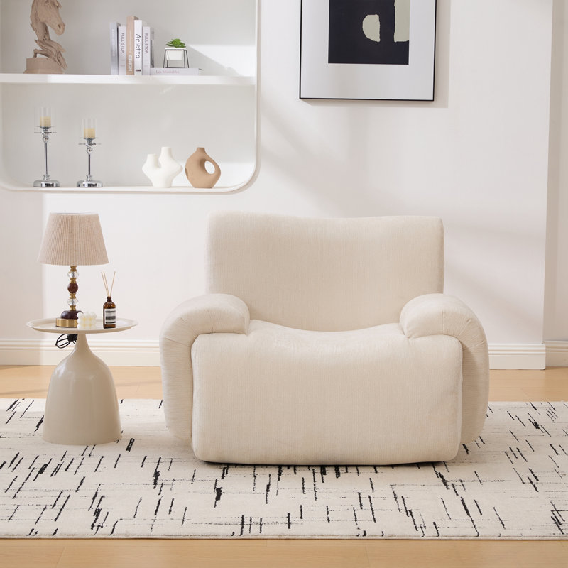 Fauteuil en chenille rembourré avec sièges profonds, Beige