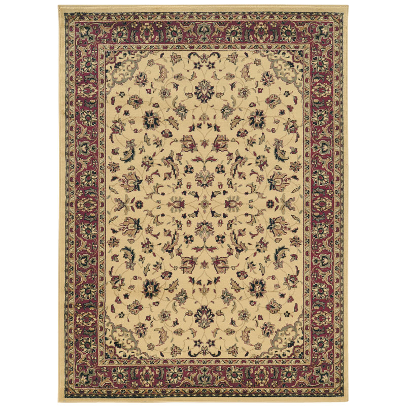 Safira Ivory Traditional Floral Indoor Area Rug, Rectangle 3'3" x 4'11"