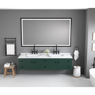 Led Lighted Bathroom Wall Mounted Mirror With High Lumen+Anti-Fog Separately Control  Bedroom Full-Length Mirror  Bathroom Led Mirror  Hair Salon Mirror