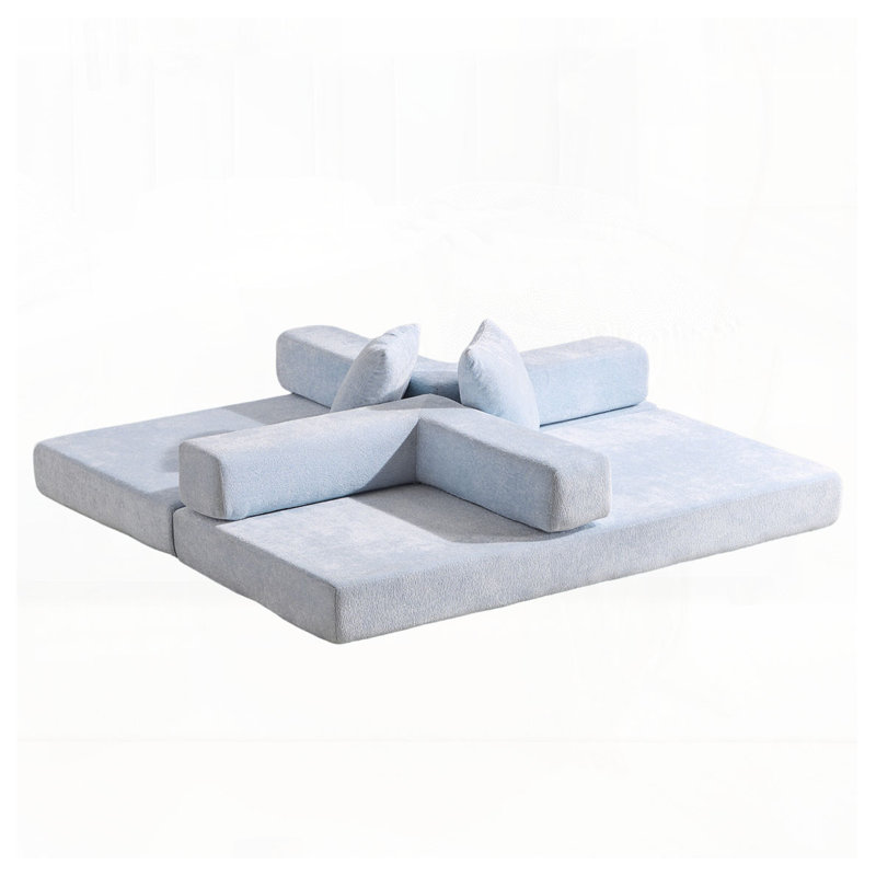 Canapé-lit convertible Chenille, Bleu clair
