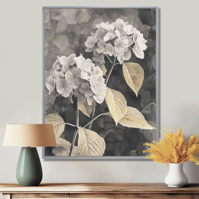 Rétro hortensias en hiver Highlight II - hydrangées, art mural encadré