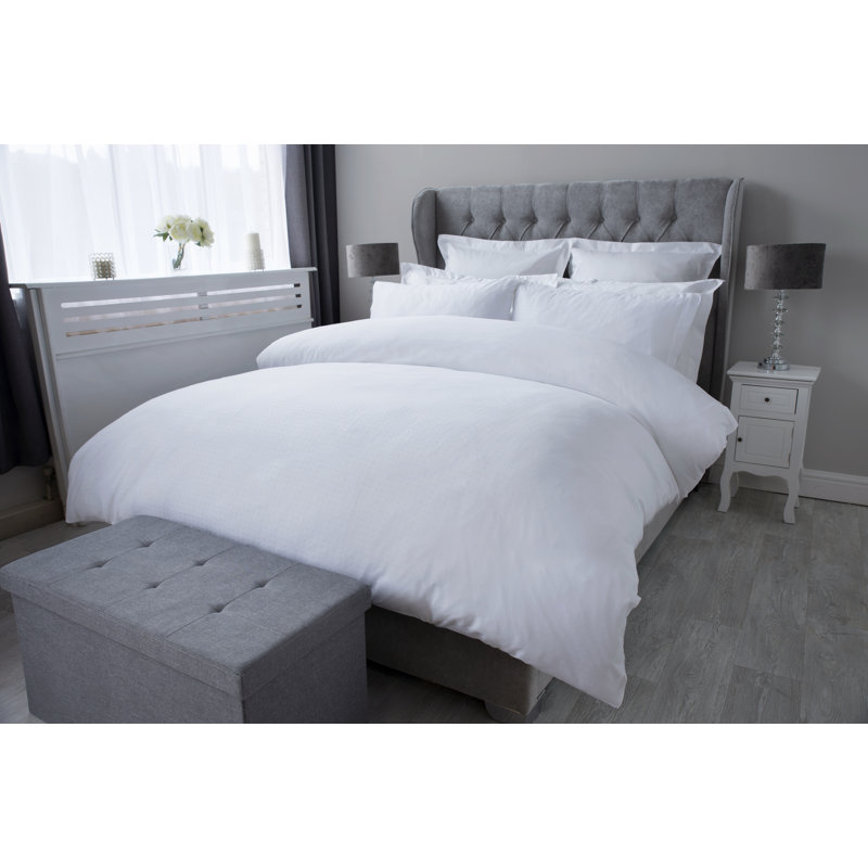 Cotton Solid Colour Duvet Cover Set with Pillowcases Included, Ivory, Super King Duvet Cover + 2 Standard Pillowcases
