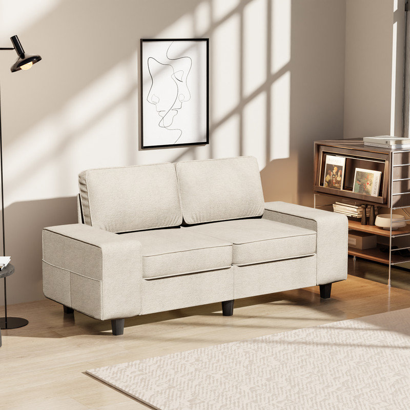 Canapé rembourré avec rangement, 2, Chenille beige