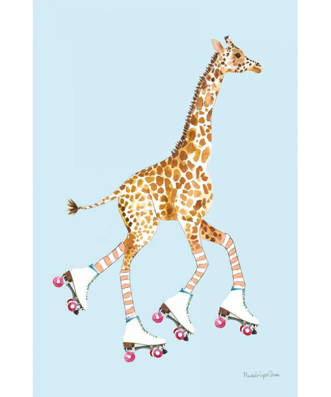 Art encadré sur toile tendue par Trinx Charro, Merc Lopez, Girafe Joy Ride II, H 24 po x l 17 po