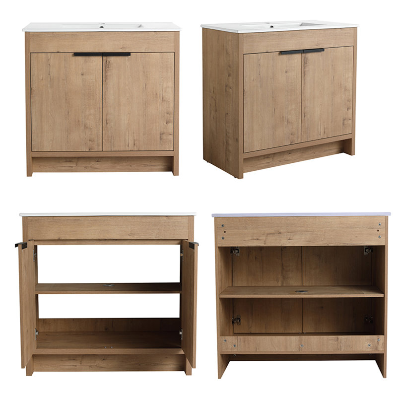 Meuble-lavabo sur pied simple 35,87 po avec plateau en céramique Ilit