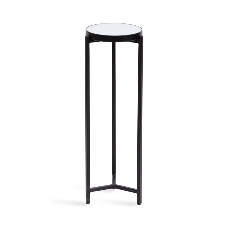 Eveland Round Metal Drink Table, Silver, Black