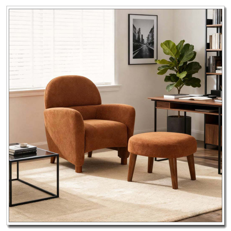 Chaise de loisir rembourrée avec repose-pieds, Orange