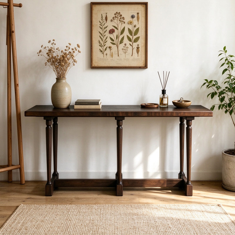 Solid Wood Top Console Table, 29.53" H x 78.74" W x 15.75" D