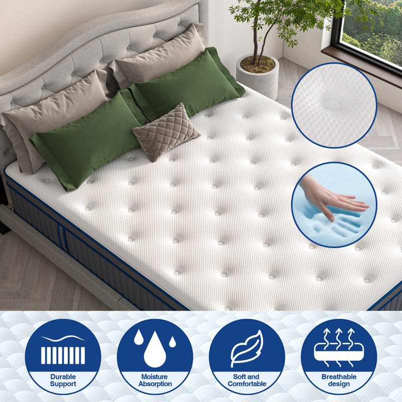 Matelas à ressorts en mousse à mémoire de forme 14 pouces, Grand lit