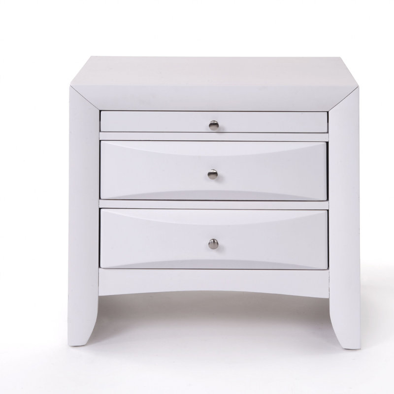 Table de chevet 3 tiroirs Elegant White