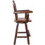 Tabouret de bar rustique - fabrication en bois de sapin, chaise avec dossier décoratif en étoile, repose-pieds, accoudoir large, tabouret de cuisine rustique, chaise de bistro haute pour salle à manger, restaurant, pub, 4 pieds, couleur brune