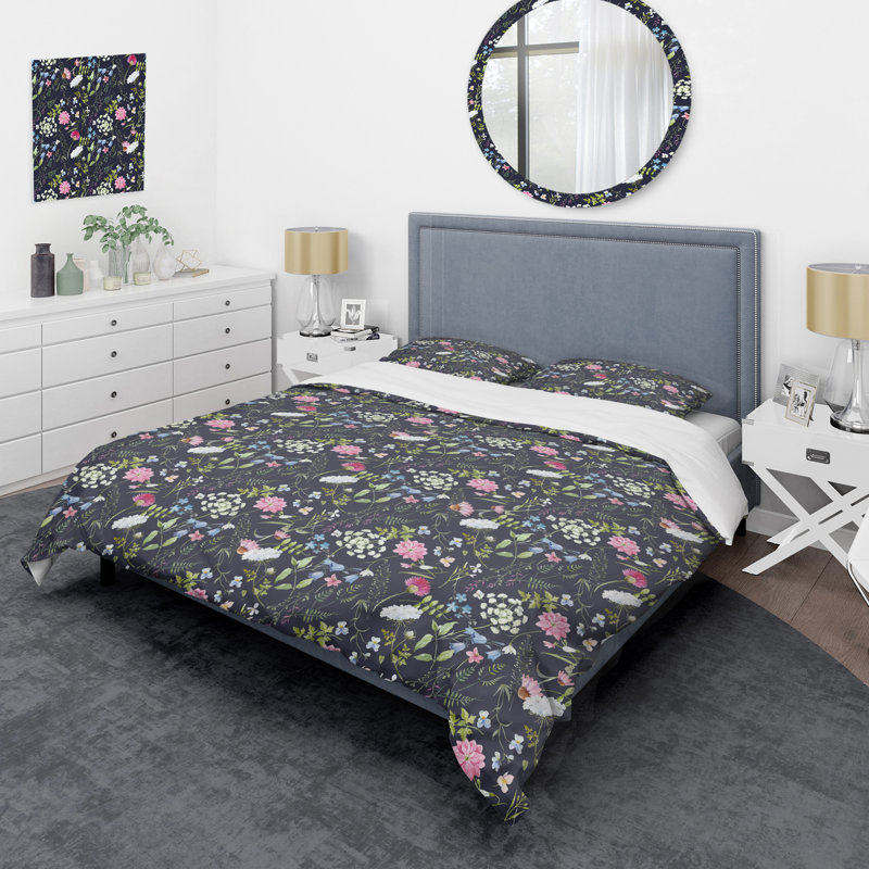 Ensemble de housse de couette en microfibre noir / vert / rose 3 pièces