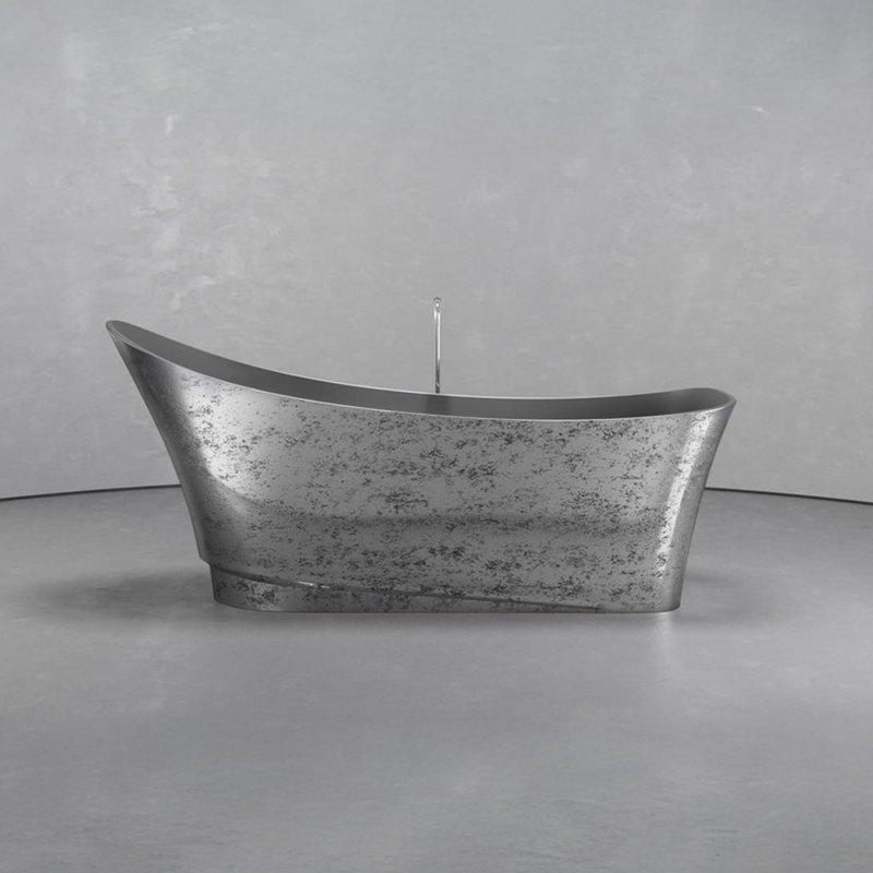 Baignoire autoportante 70,9 po x 29,5 po , Argent brossé vieilli / gris