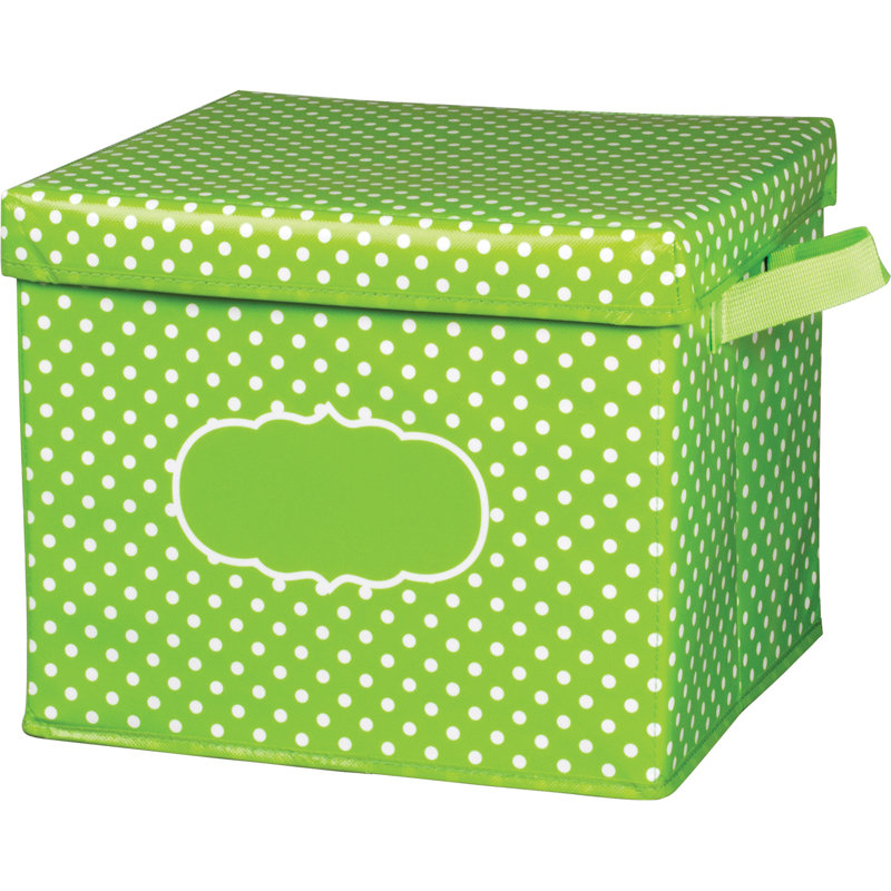 Boîte de rangement à pois lime, par 2
