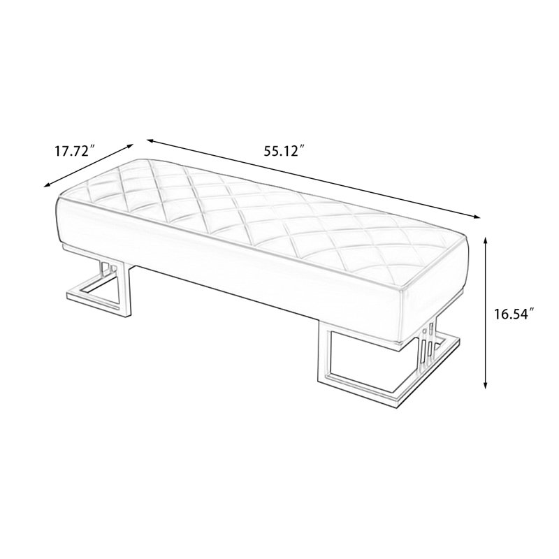 Banc avec revêtement, Orange, 17.72" H x 55.12" W x 16.54" D