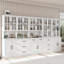  Garde-manger H 71 po x l 78,7 po avec bibliothèques, rehausse de porte en verre avec tiroir et comptoirs spacieux, blanc-1210065129