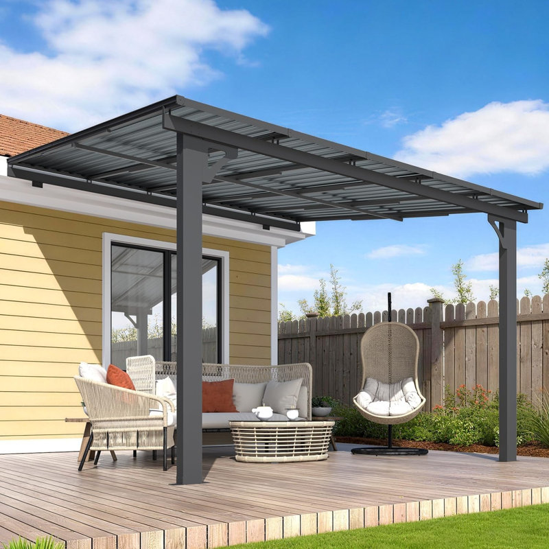 Pergola d'extérieur à hauteur ajustable pour terrasse, H 76 po x l 118,5 po x P 119,3 po