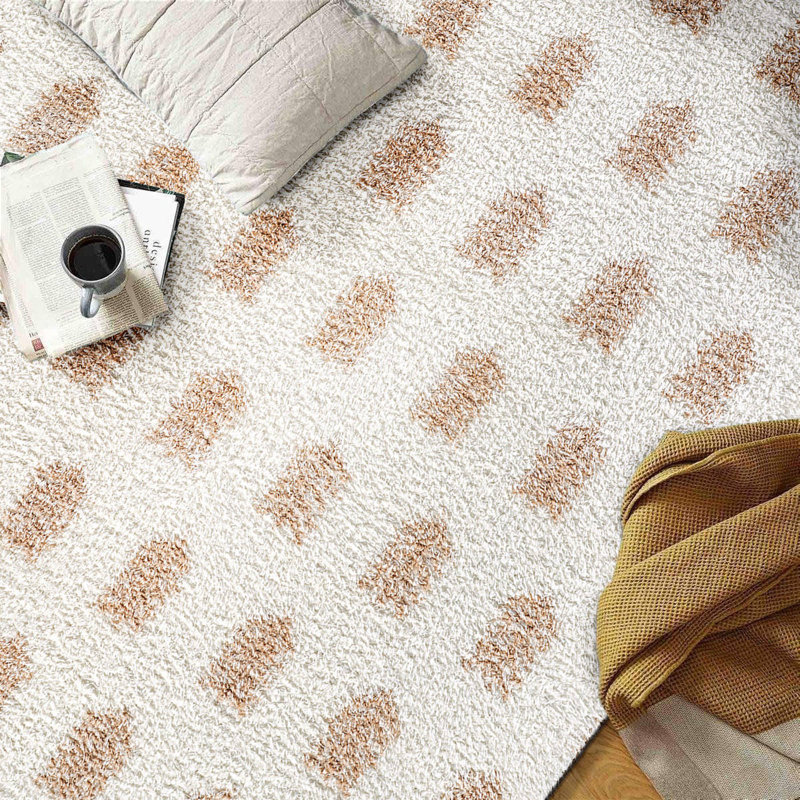 Tapis à poils longs scandinave - beige - à poils moyens, facile à entretenir, texture douce