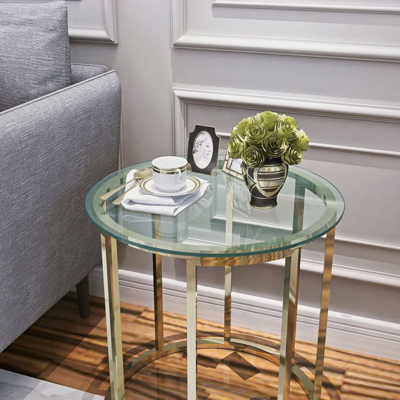 Plateau de table rond en verre trempé de 20 po, verre transparent, bord plat de 1/4 po d'épaisseur poli (seulement le plateau)