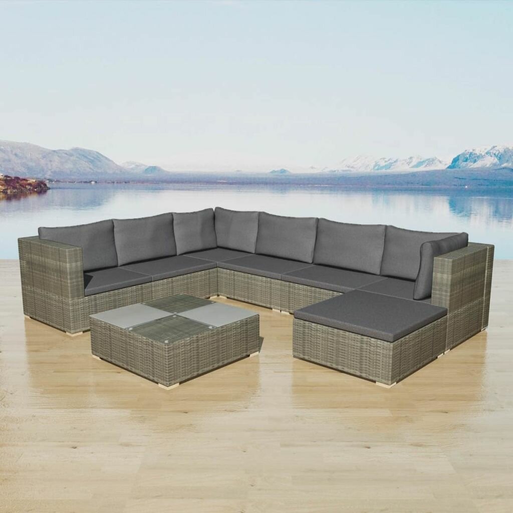 7-Sitzer Ecksofa-Set Griffith aus Rattan