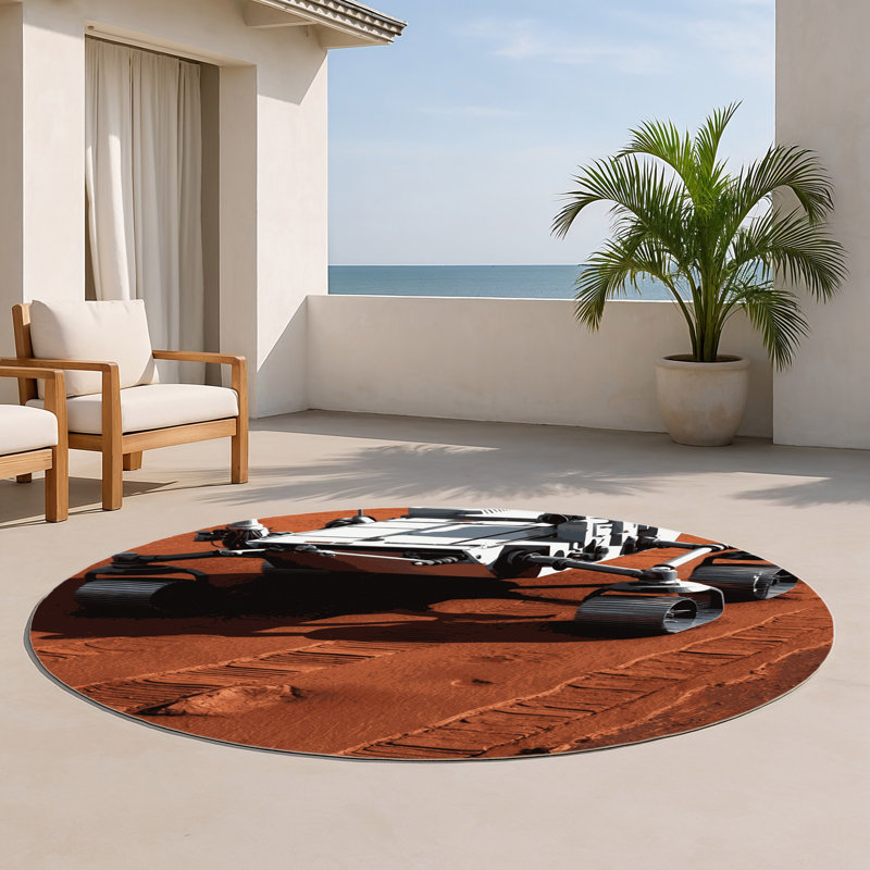 Tapis intérieur et extérieur brun Transport, Rond 5 pi