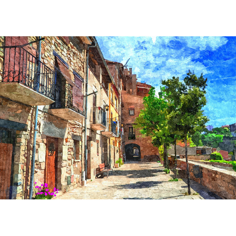 Village coloré par Denise Dundon, H 17,25 po x l 21,25 po