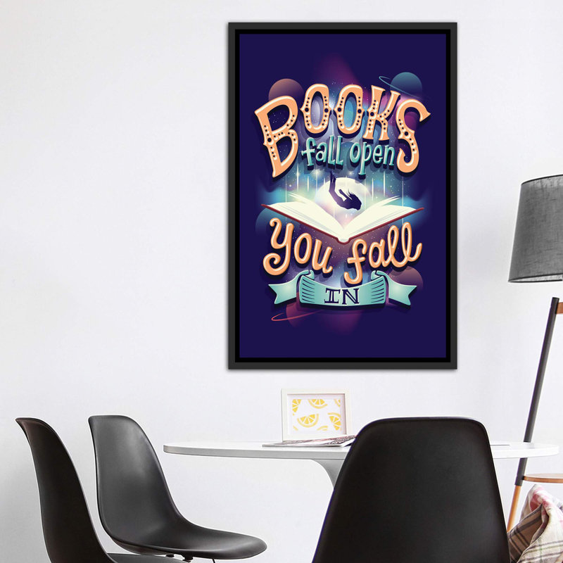 «Fall Open» par Risa Rodil - publicité imprimée, H 60 po x l 40po x P 1,5 po, Pas de tapis, Toile encadrée noir délavé
