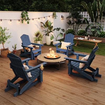 Ensemble de 4 chaises en PEHD Adirondack, chaises d'extérieur réglables toutes saisons à 3 positions pour terrasse de patio