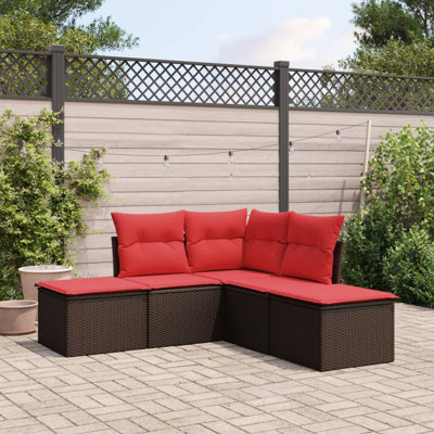 Vidaxl 5 Piece Garden Sofa Set With Cushions Poly Rattan