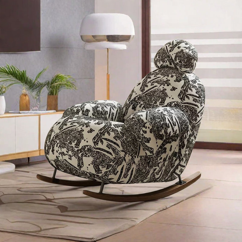 Chaise berçante rétro à motif unique