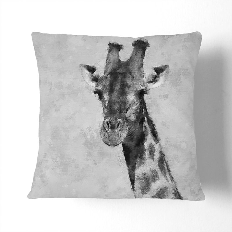 Giraffe Vol.3 Painting Square Throw Cushion, 55cm H x 55cm W x 20cm D, White