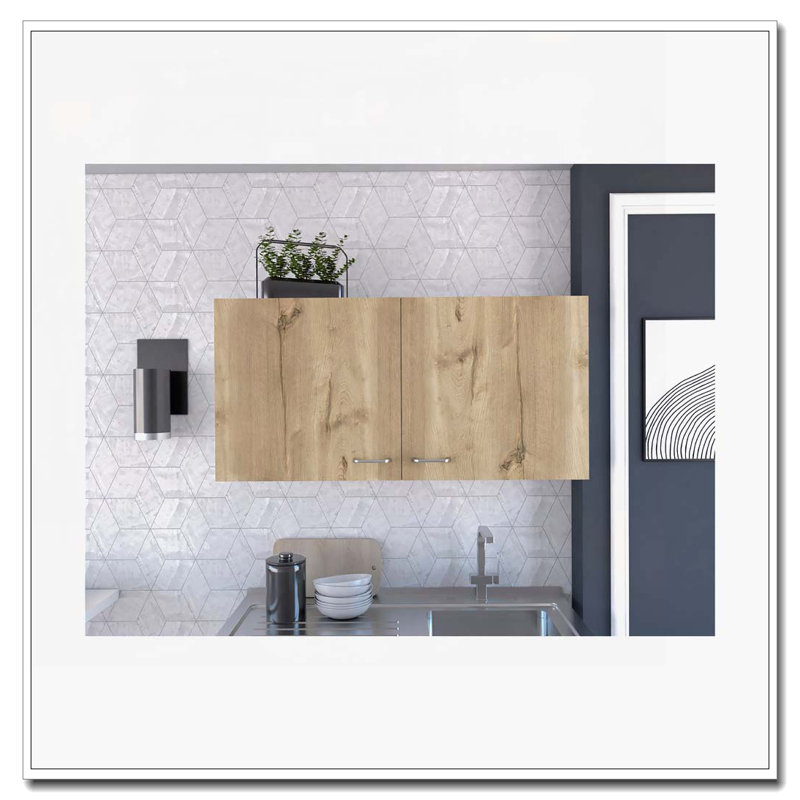 Armoire murale rectangulaire 2 portes blanche et chêne clair
